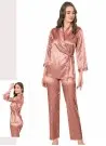moongirl 223 Пижама Халат с Брюками 2-ка Атласный pyjamas set moongirl Оптом Турция Фабрика Купить