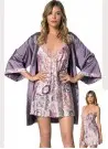 moongirl 013 Халат с Пеньюаром 2-ка Атласный nightdress - gown set moongirl Оптом Турция Фабрика Купить