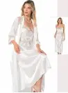 moongirl 078 Халат с Пеньюаром 2-ка Атласный nightdress - gown set moongirl Оптом Турция Фабрика Купить