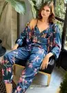 moongirl 007 Атласный Пеньюар Пижама Комплект 3-ка pyjamas - gown set moongirl Оптом Турция Фабрика Купить