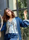 moongirl 711 Пижама Халат с Пеньюаром 3-ка Атласный pyjamas - gown set moongirl Оптом Турция Фабрика Купить
