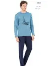 PC Pj2 6064 Mavi Мужская Пижама 100% Хлопок PENYE Eiffel Paris Pierre Cardin Оптом Турция Фабрика Купить