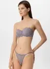 PC Modasima 4034 Gri Кружевной Бюстгальтер без Бретелек без Поддержки +Трусики с V-образным вырезом Siena Pierre Cardin Оптом...
