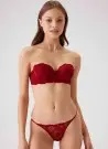 PC Modasima 4034 Bordo Кружевной Бюстгальтер без Бретелек без Поддержки +Трусики с V-образным вырезом Siena Pierre Cardin Опт...