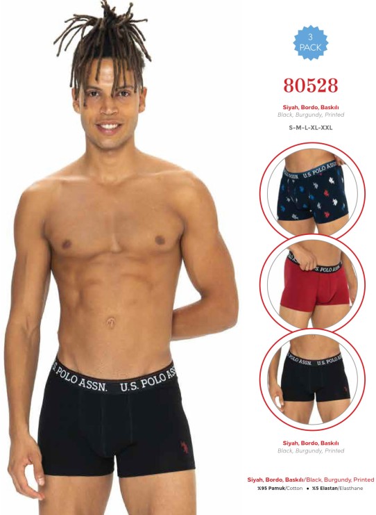 ✅Трусы Мужские Boxers 3 шт/уп. Cotton 3 LÜ BOXER U.S.POLO ASSN. Оптом Турция